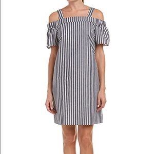 Nine West Dark Navy/Denim Like and White Striped Midi Dress